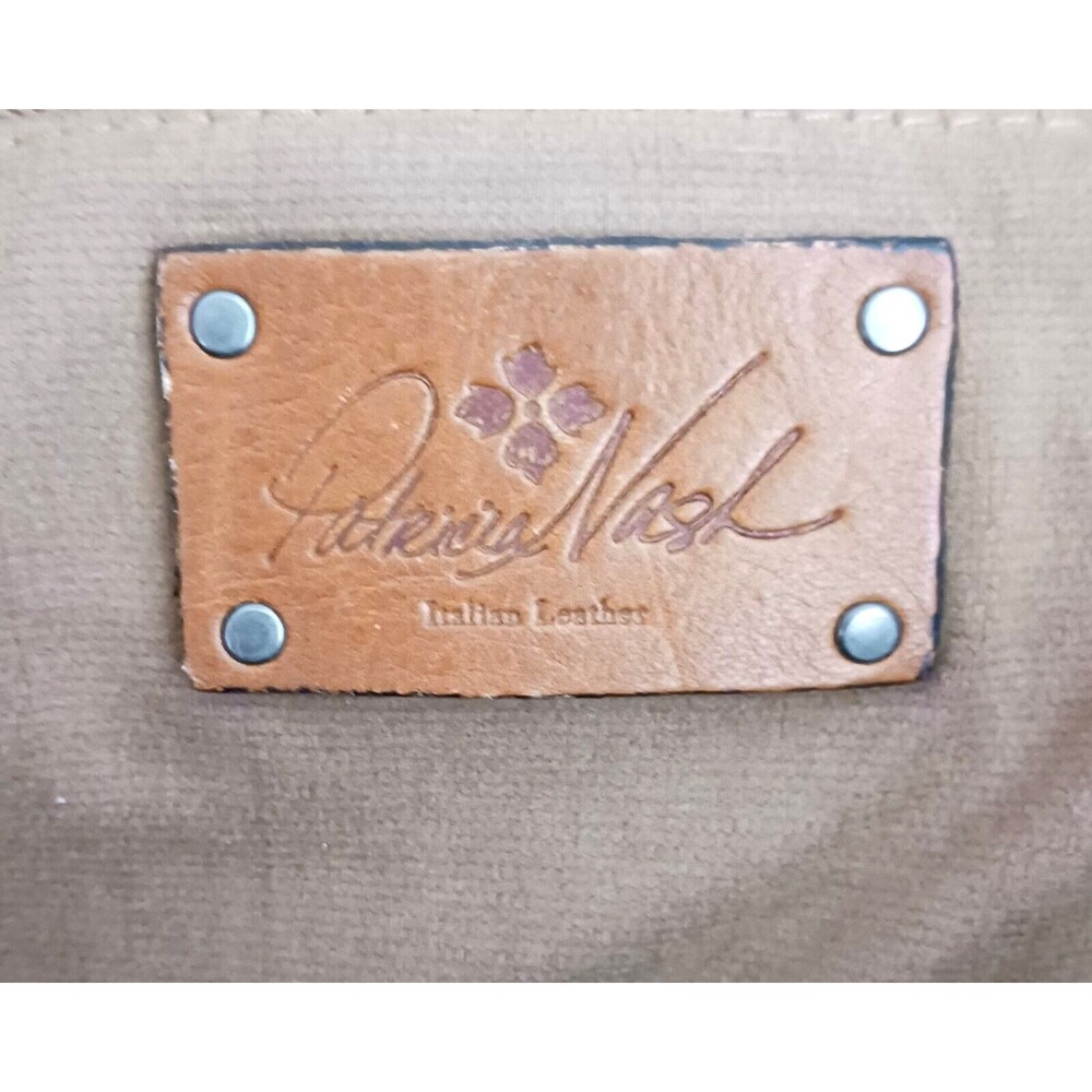 Patricia Nash Benvenuto Bark Brown Distressed Italian Leather Lg Tote Studs - Picture 8 of 11